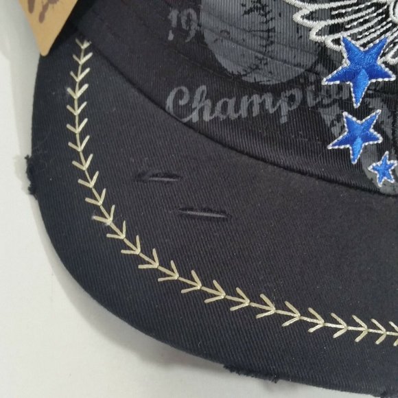 NWT Leader LOGA Baseball Cap Hat Champion Stars Stripes Wings Sequin Bling - Picture 7 of 8